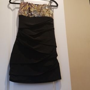 Sequin bodice strapless pleated dress *SOLD*